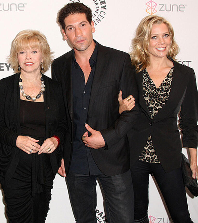 President/CEO of the Paley Center for Media Pat Mitchell, Jon Bernthal and Laurie Holden at the California premiere of "The Walking Dead."