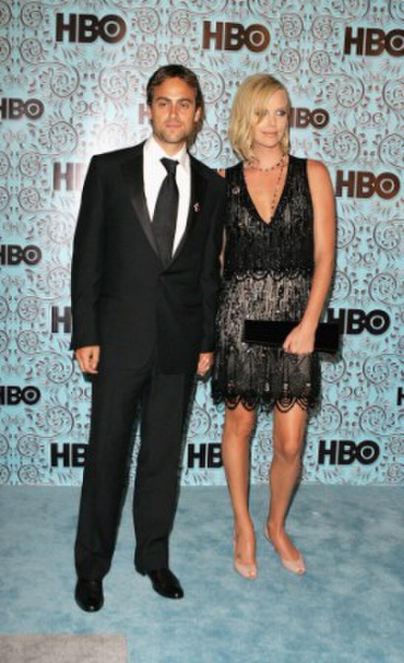 Stuart Townsend and Charlize Theron at the HBO Emmy after party.
