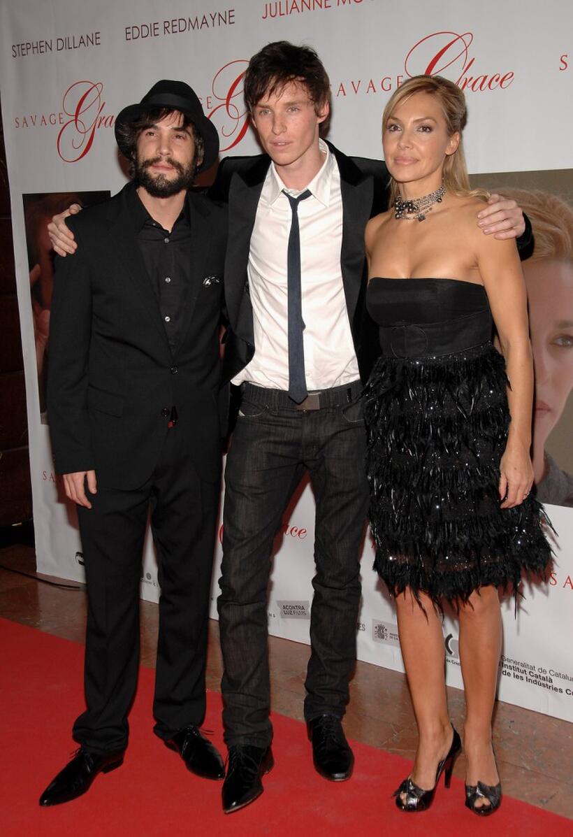 Unax Ugalde, Eddie Redmayne and Mapi Galan at the premiere of "Savage Grace."