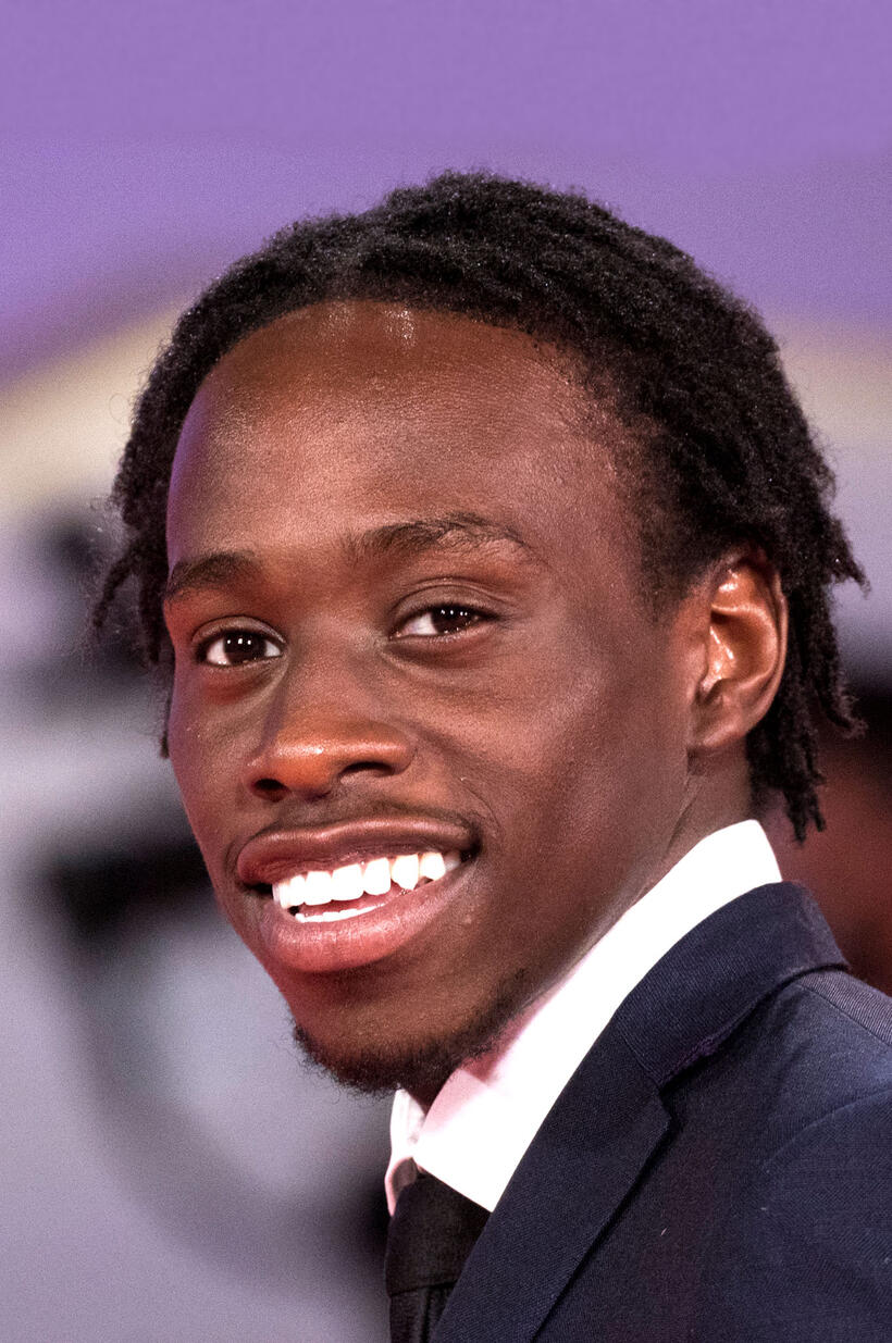 Michael Ajao at the red carpet for "Last Night in Soho" during the 78th Venice International Film Festival.
