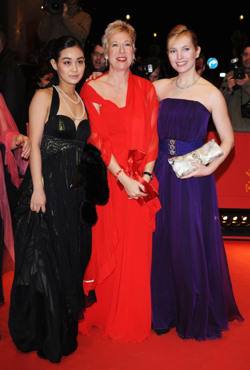 Aya Irizuki Doris Dorrie and Nadja Uhl at the premiere of "Cherry Blossoms" during the 58th International Berlinale Film Festival.