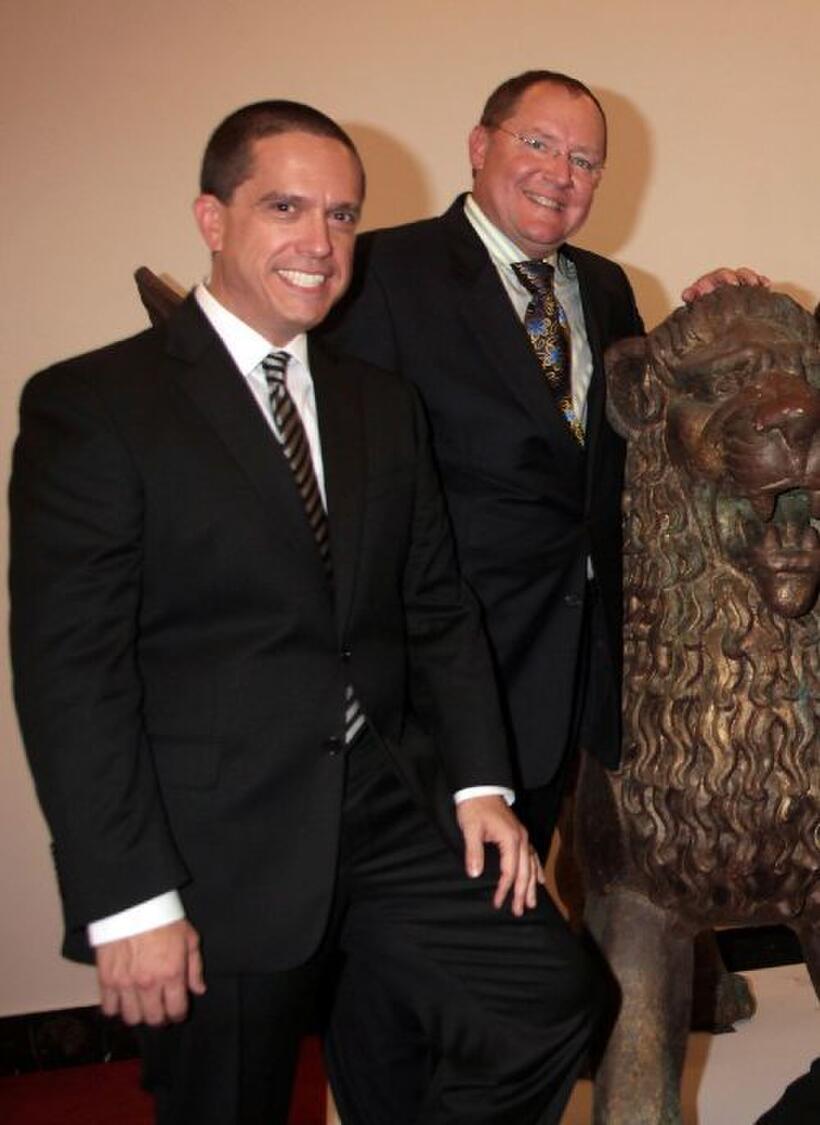 Lee Unkrich and John Lasseter at the Golden Lion Lifetime Achievement Award during the 66th Venice Film Festival.