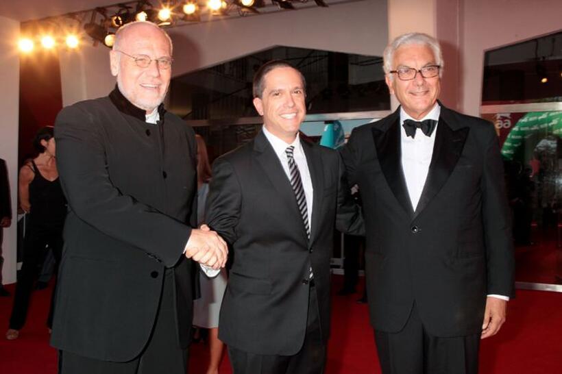 Marco Muller, Lee Unkrich and Paolo Baratta at the Golden Lion Lifetime Achievement Award during the 66th Venice Film Festival.