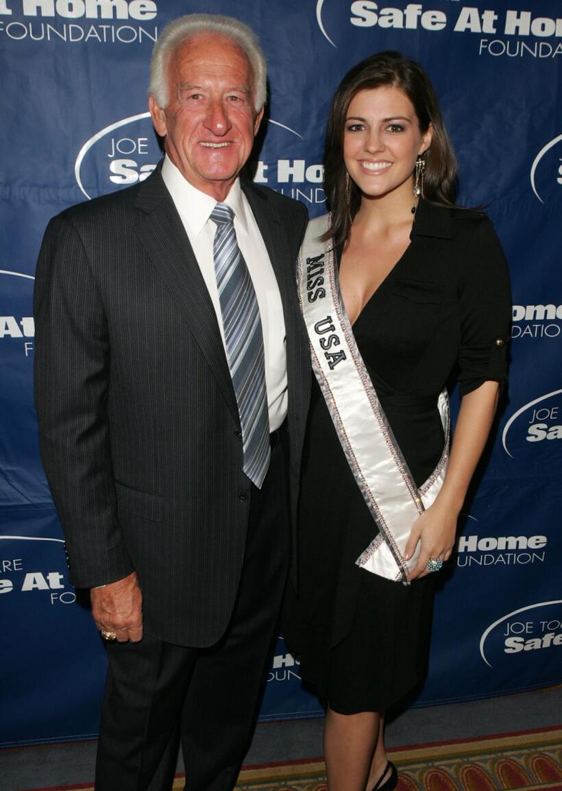Bob Uecker and Miss USA Chelsea Cooley at the "Safe at Home Foundation" third annual gala.