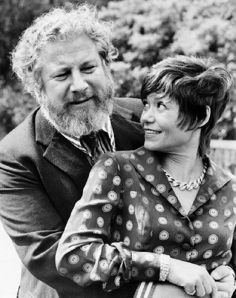 Peter Ustinov and his wife Helene du Lau dAllemans at the fashion week in Paris.