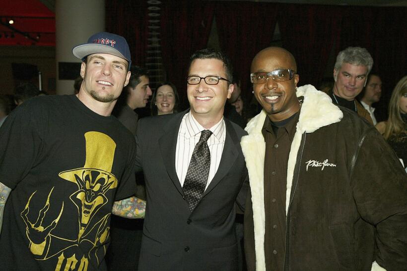 Vanilla Ice, Jordan Levin and MC Hammer at the WB Television Network's All-Star Winter TCA Party.
