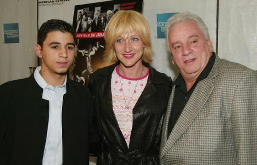 Vinny Vella Jr., Edie Falco and Vinny Vella at the premiere of "Coffee and Cigarettes" during the 2004 Tribeca Film Festival.