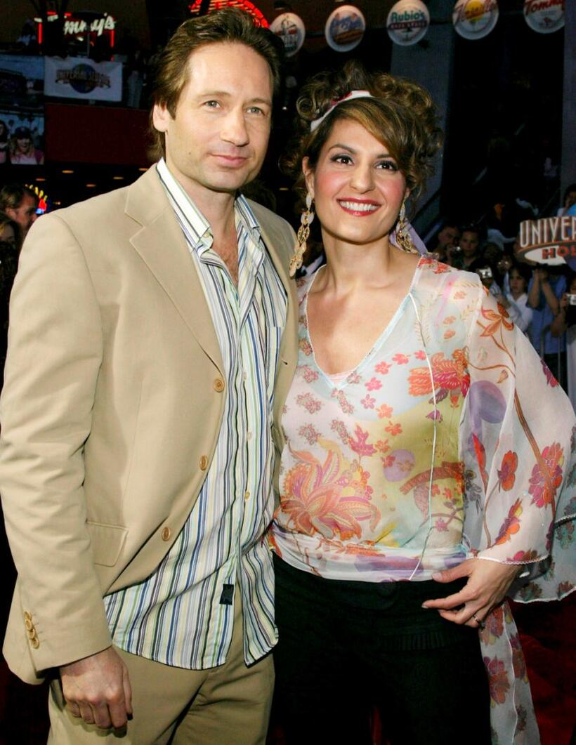 David Duchovny and Nia Vardalos at the world premiere of "Connie and Carla."