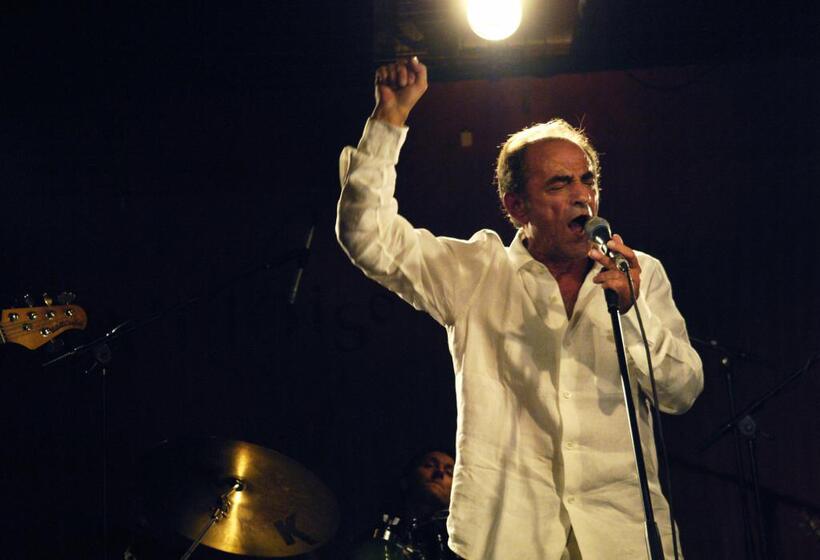 Richard Bohringer performs at the Bellevilloise music hall.