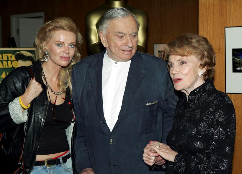 Gore Vidal author, Joan Leslie and Kristina Wayborn at the Academy of Motion Picture Arts and Sciences Centennial tribute to Oscar-winning actress Greta Garbo.