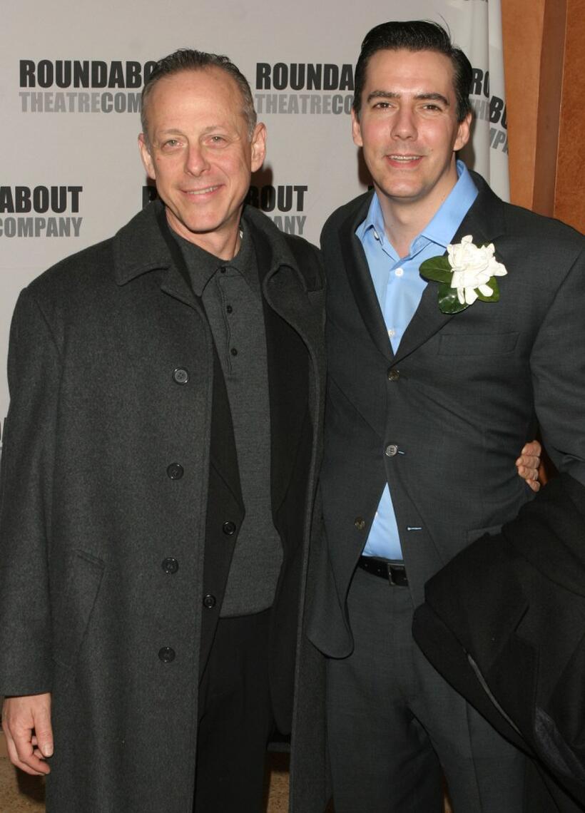 Mark Blum and Adam Trese at the curtain call for the Roundabout Theatre Company's Broadway premiere of "Twelve Angry Men."