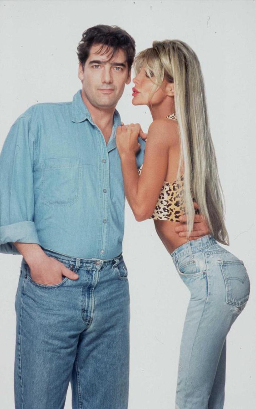 Ken Wahl And Model Shane Barbi pose in Los Angeles.