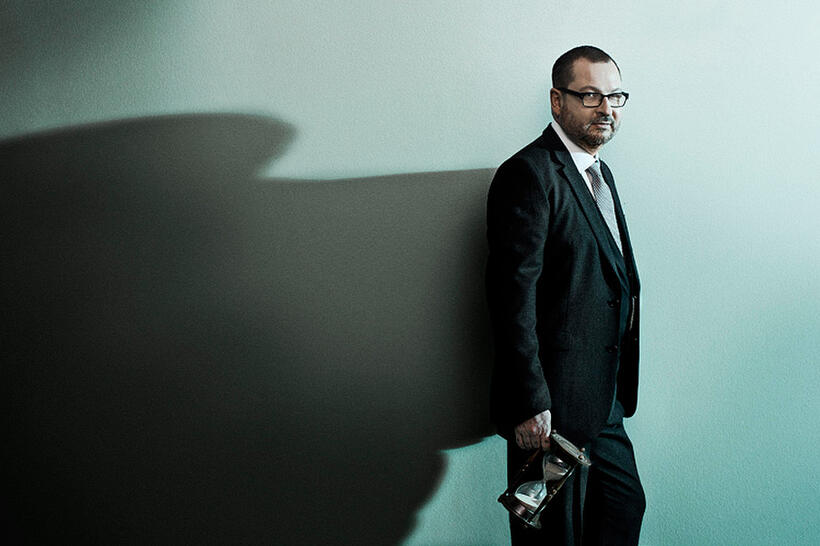 Director Lars von Trier on the set of "Melancholia."