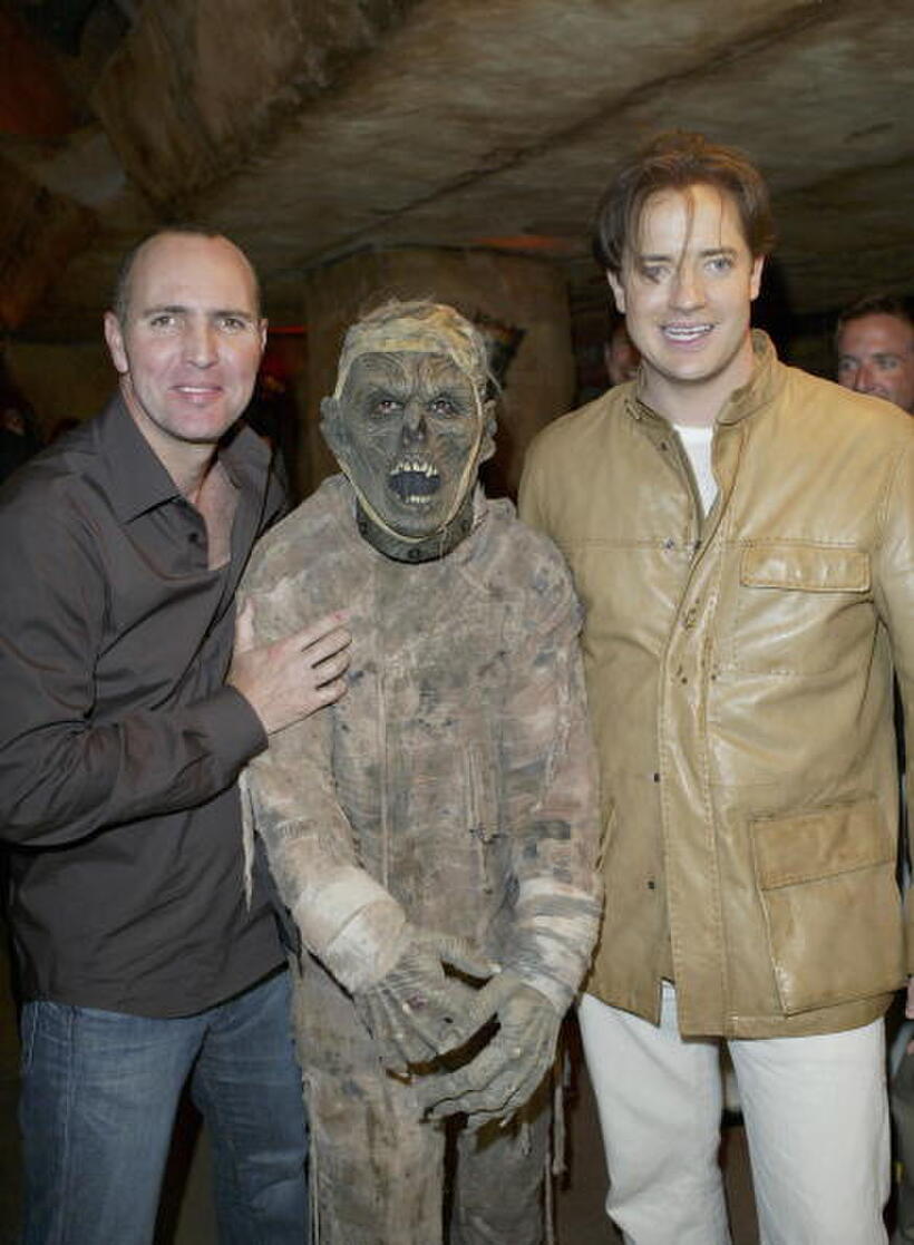 Arnold Vosloo and Brendan Fraser at the gala benefit opening of "The Revenge Of The Mummy - The Ride."