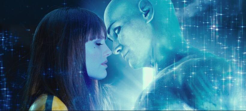 Malin Akerman as Silk Spectre II and Billy Crudup as Dr. Manhattan in "Watchmen: The IMAX Experience."