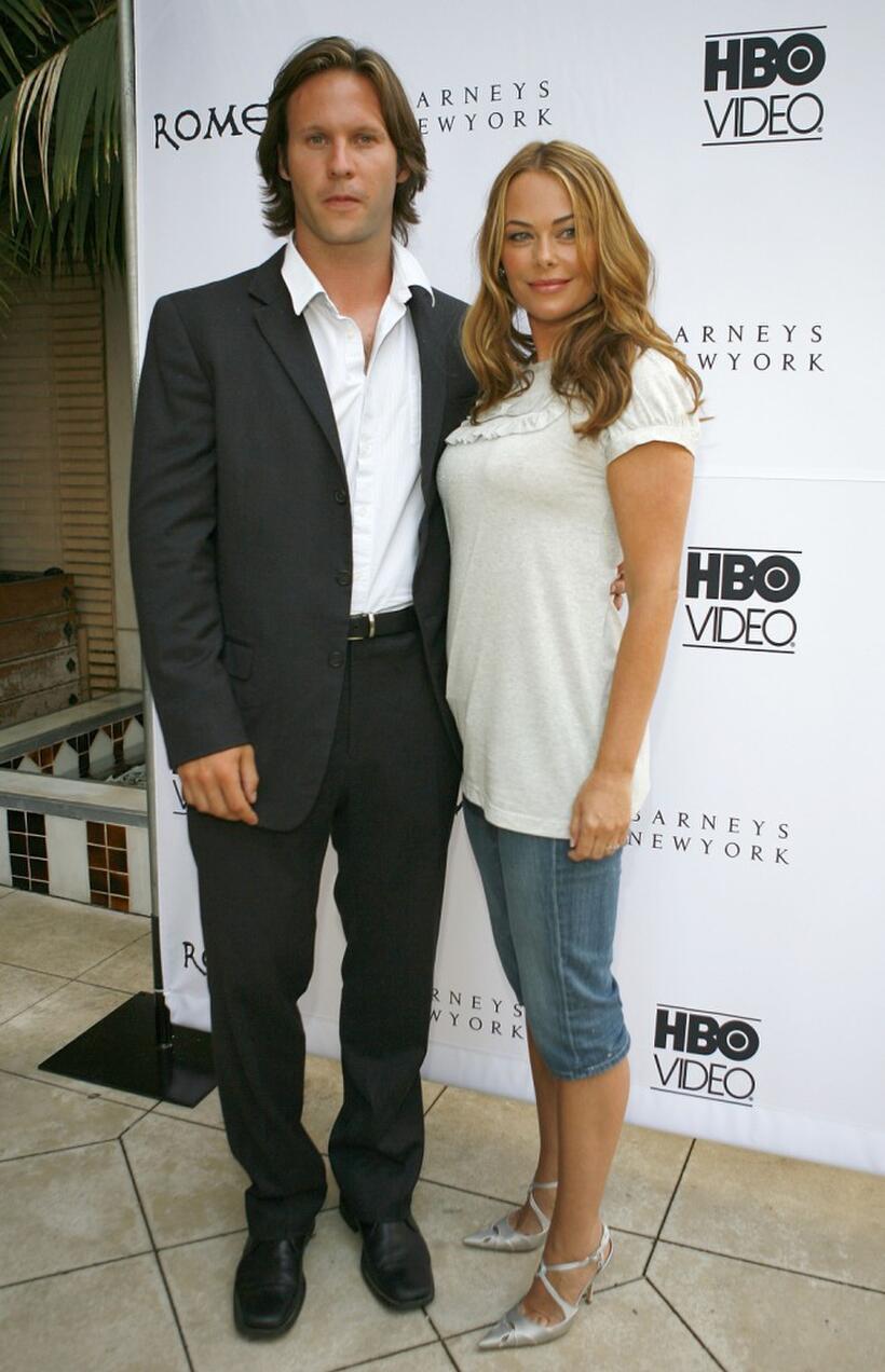 Polly Walker and Laurence Penri-Jones at a cocktail reception to celebrate the DVD release of "Rome: The Complete Second Season."
