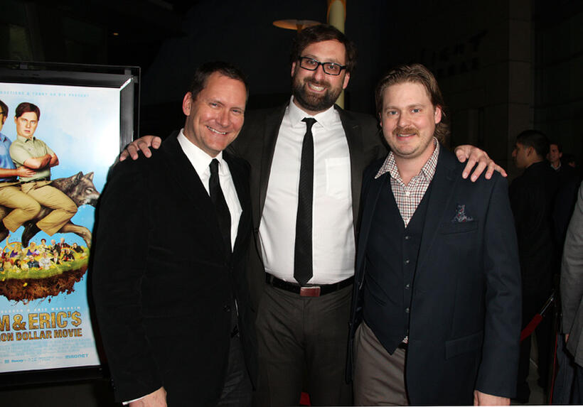 Producer Dave Kneebone, Eric Wareheim and Tim Heidecker at the Los Angeles premiere of "Tim And Eric's Billion Dollar Movie."
