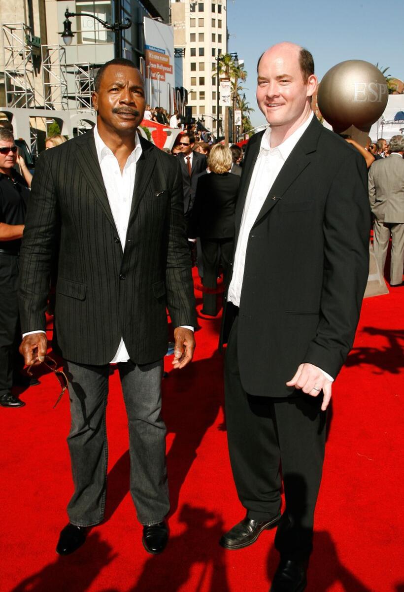 Carl Weathers and Guest at the 35th Anniversary of Gold's Gym.