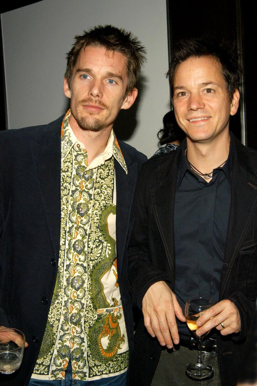 Ethan Hawke and Frank Whaley at the after party of the special screening of "The Station Agent."