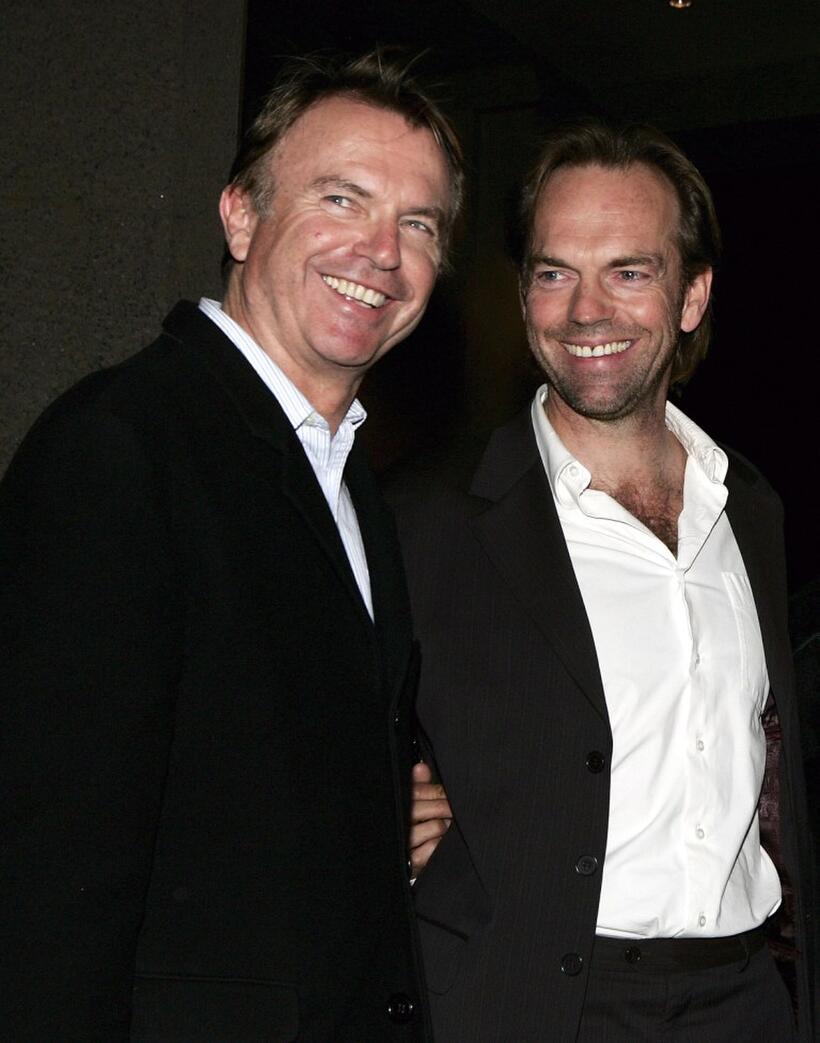 Hugo Weaving and Sam Neill at the red carpet premiere of "Little Fish."
