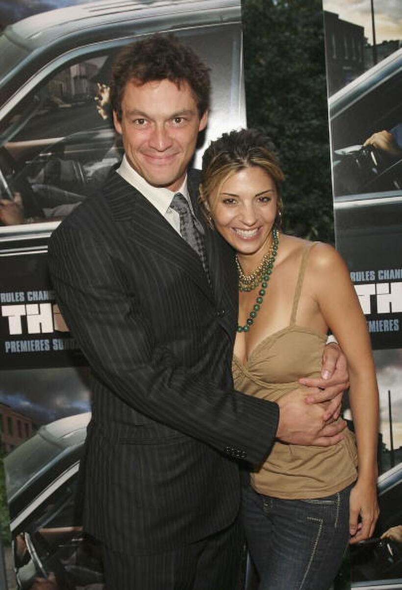 Dominic West and Callie Thorne at the premiere of "The Wire."