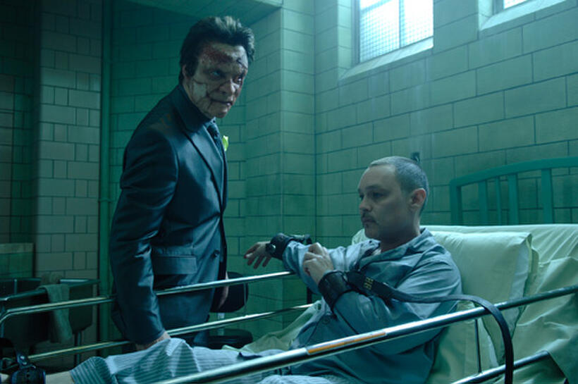 Dominic West as Jigsaw and Doug Hutchison as Loony Bin Jim in "Punisher: War Zone."