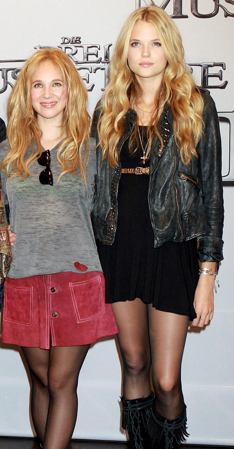 Juno Temple and Gabriella Wilde at the photocall of "The Three Musketeers" in Germany.