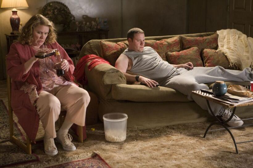 Celia Weston as Mom and Seth Rogen as Ronnie in "Observe and Report."