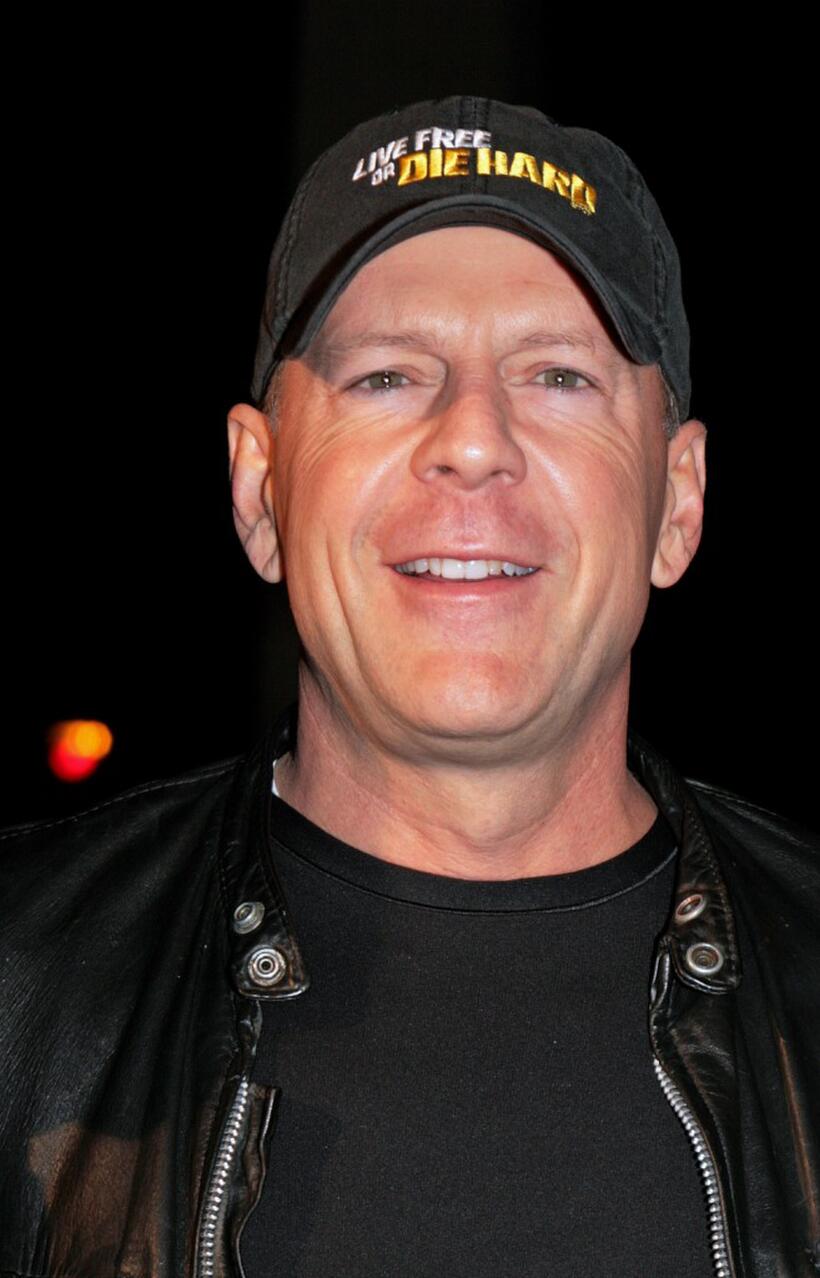 Bruce Willis at the Italian premiere of "Live Free or Die Hard".