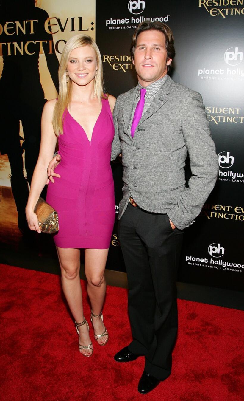 Amy Smart and Branden Williams at the premiere of "Resident Evil: Extinction."