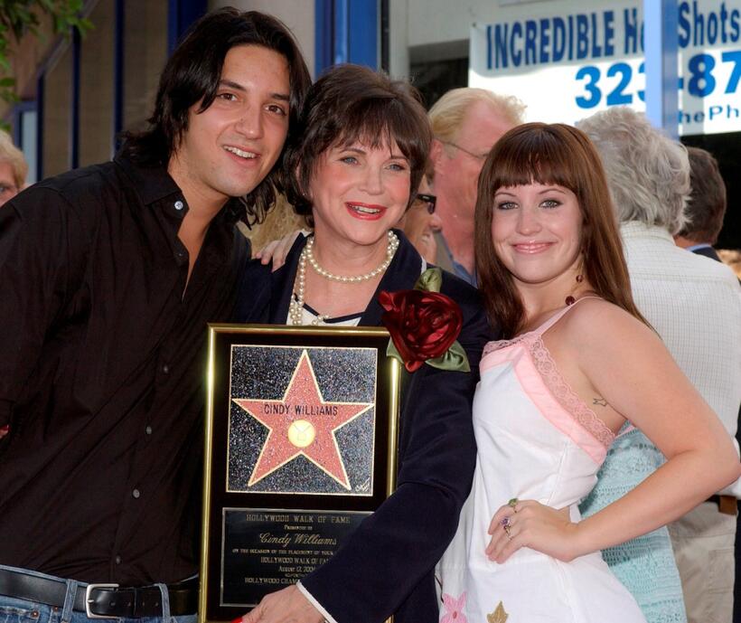 Cindy Williams and Bob Saget at the unveiling of Bob Sagets portrait at Sardi's Restaurant in honor of his role in "The Drowsy Chaperone."