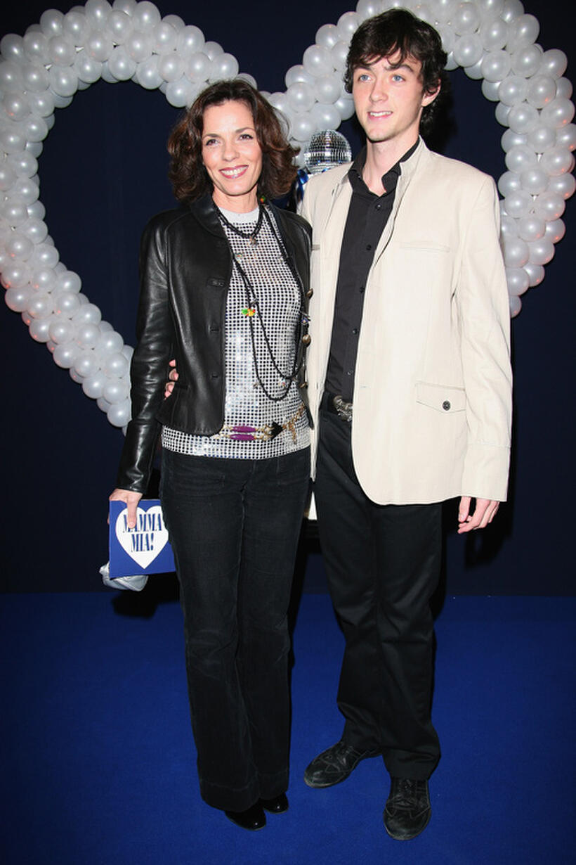 Elizabeth Bourgine and Jules at the Paris premiere of "Mamma Mia!"
