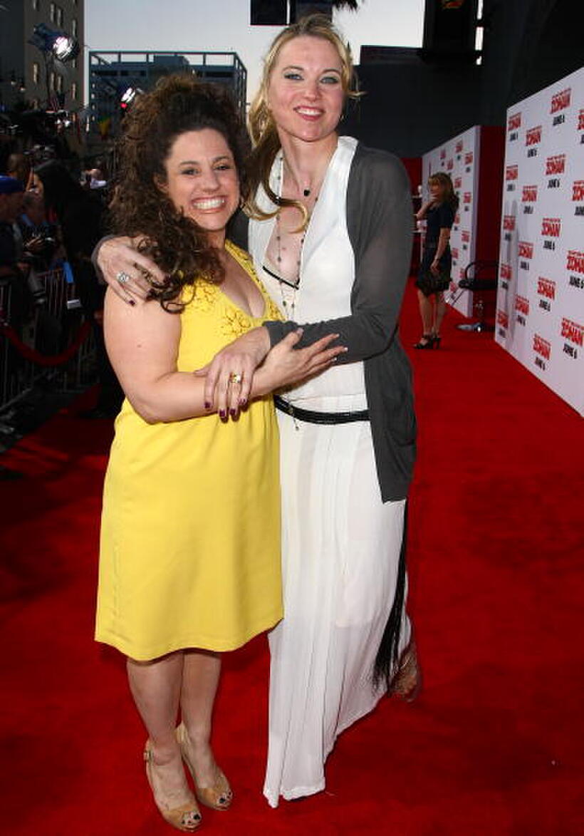 Marissa Jaret Winokur and Lucy Lawless at the premiere of "You Don't Mess With The Zohan."