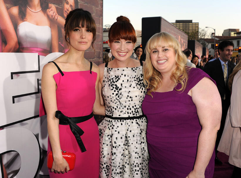 Rose Byrne, Ellie Kemper and Rebel Wilson at the California premiere of "Bridesmaids."
