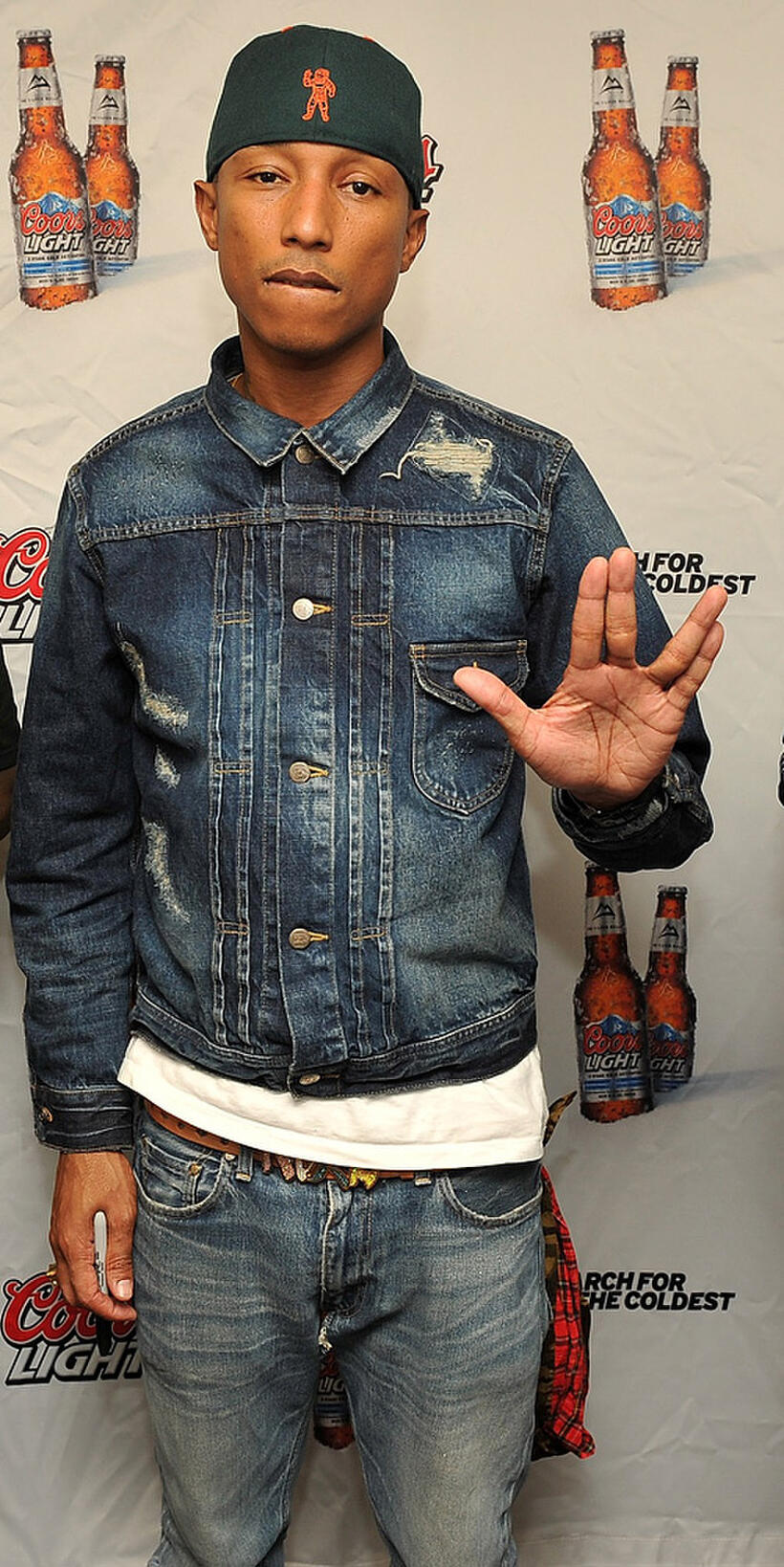 Pharrell Williams at the Coors Light Search for the Coldest National competition in New York.