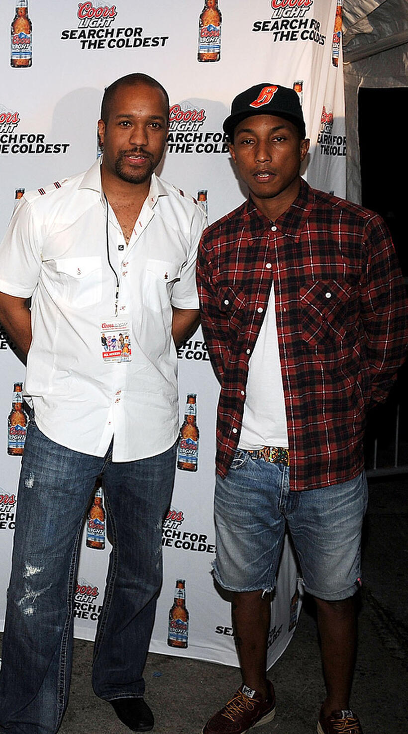 Sheldon Boyea and Pharrell Williams at the Coors Light Super Cold Summer Kickoff Event in Georgia.