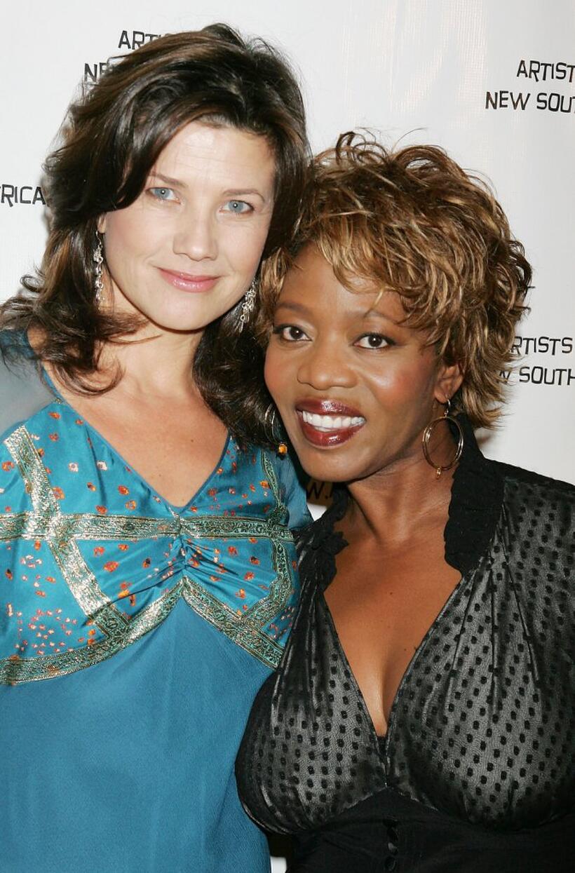 Alfre Woodard and Daphne Zuniga at Archbishop Desmond Tutus 75 birthday gala fundraiser.