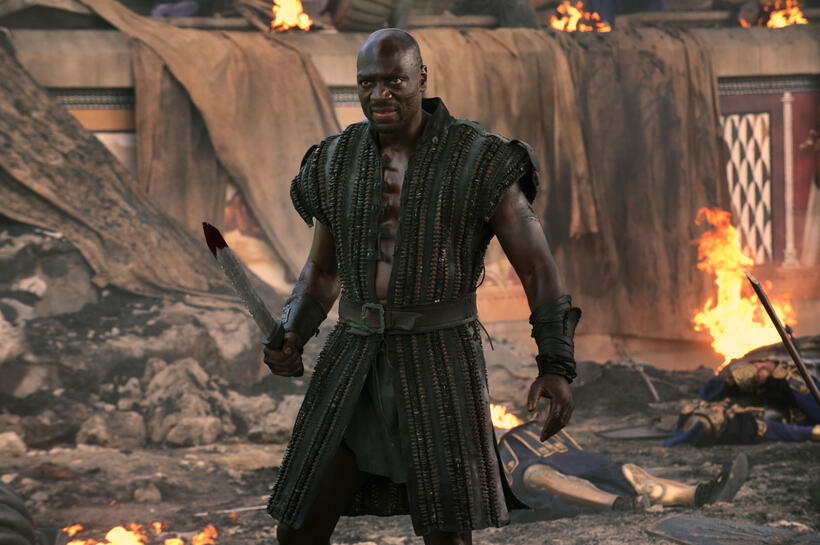 Adewele Akinnouye-Agbaje as Atticus in "Pompeii."