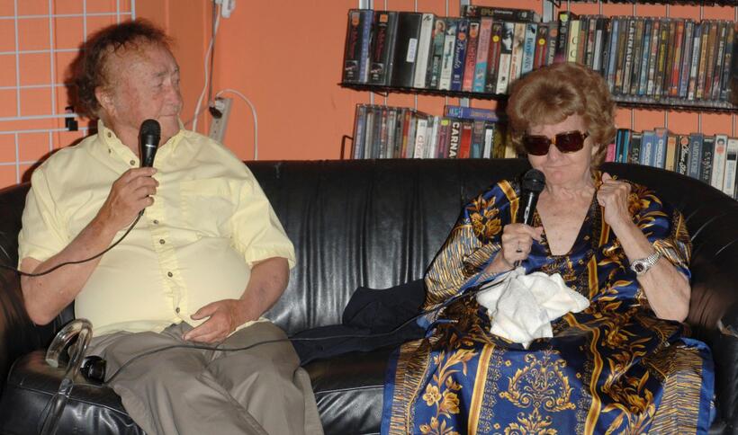 Shelley Winters and Curtis Harrington at Rocket Video for Curtis Harrington Surprise Party.