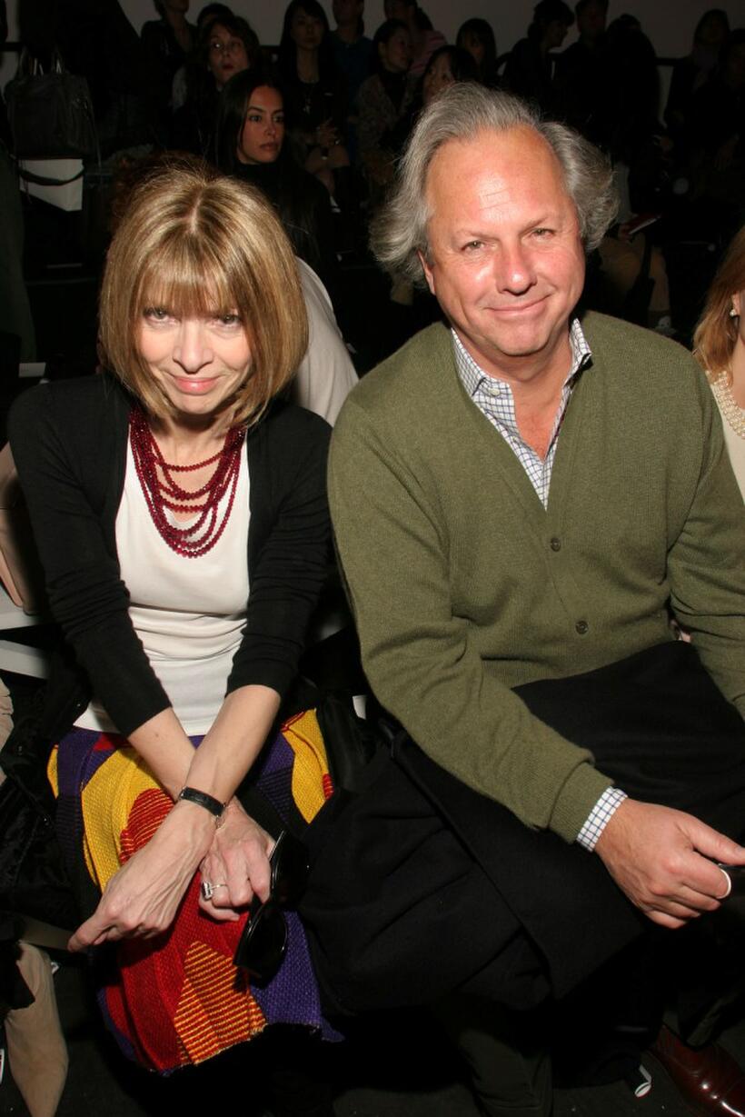 Anna Wintour and Graydon Carter at the Diane Von Furstenburg Fall 2005 show during the Olympus Fashion week.