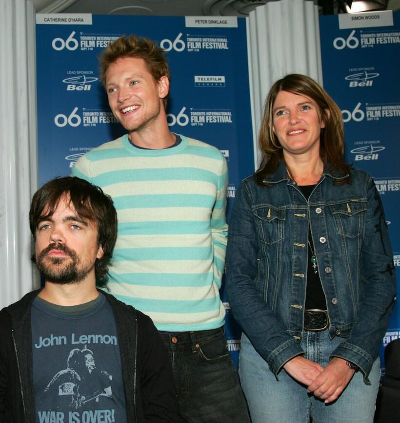 Peter Dinklage, Simon Woods and Leslie Caveny at the press conference of "Penelope" during the Toronto International Film Festival.