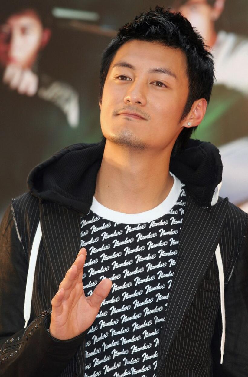 Shawn Yue at the press conference to promote "Initial D."