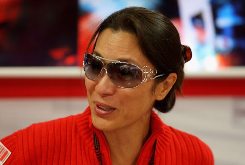 Michelle Yeoh and Jean Todt during qualifying for the Japanese Formula One Grand Prix.