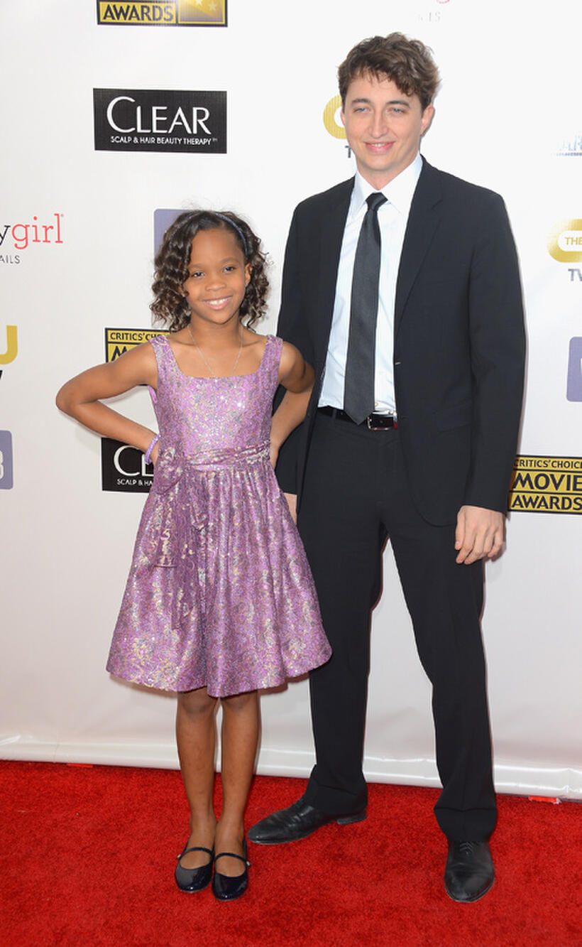Quvenzhane Wallis and Benh Zeitlin at the 18th Annual Critics' Choice Movie Awards in California.