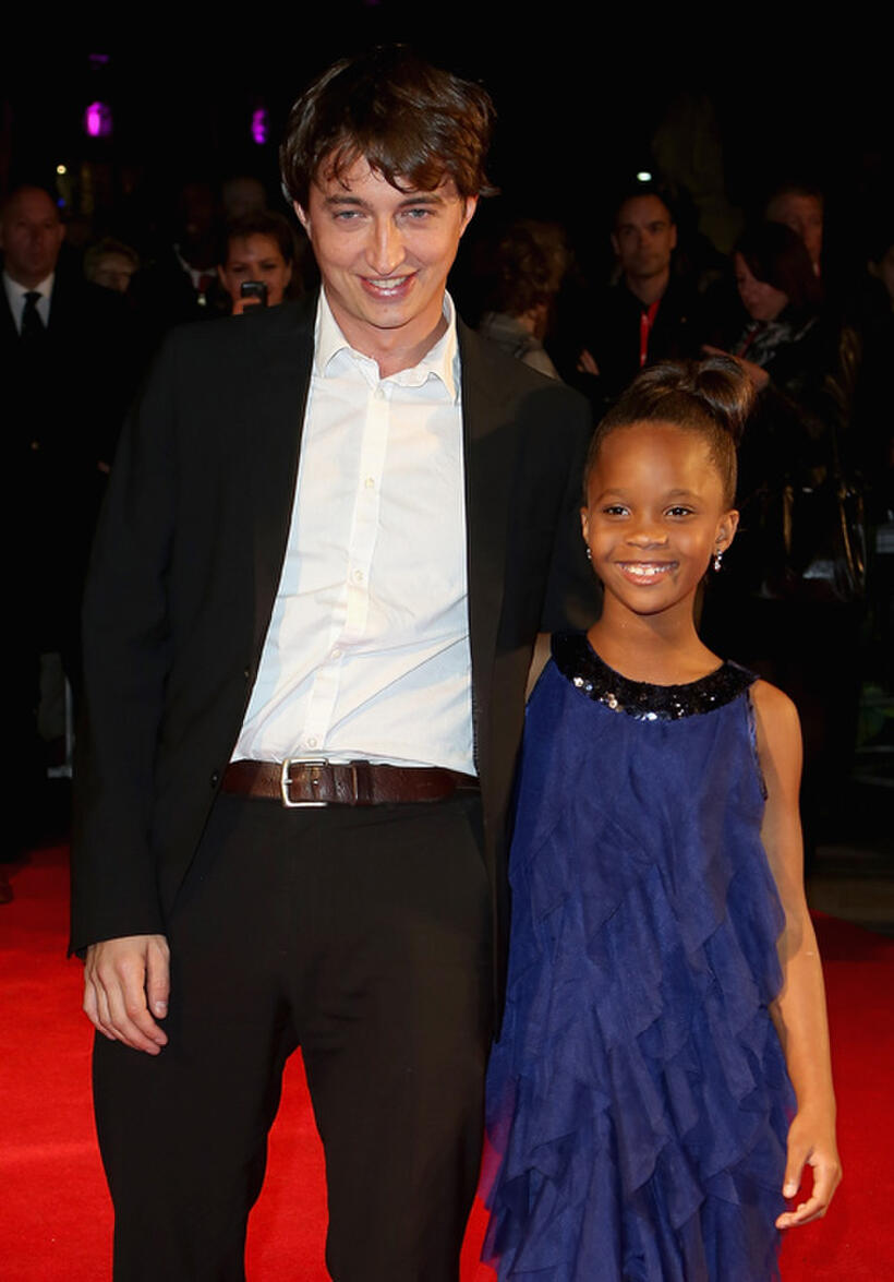 Benh Zeitlin and Quvenzhane Wallis at the premiere of "Beasts of the Southern Wild" during the 56th BFI London Film Festival.