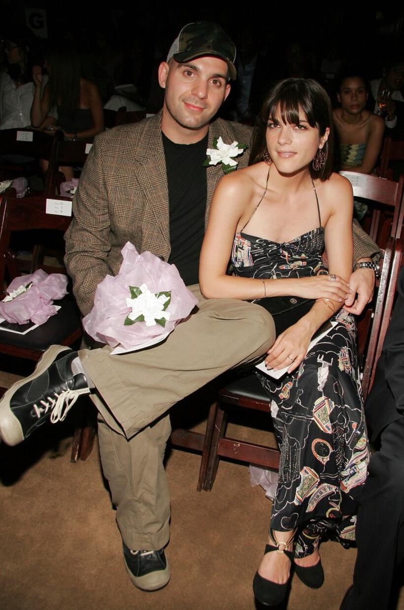 Ahmet Zappa and Selma Blair at the Aire showcase new collection show "The Iceman" during the Olympus Fashion Week.