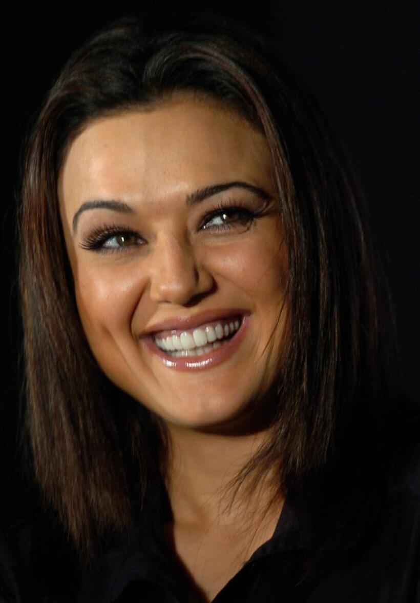 Preity Zinta at the launch of a new anti-dandruff hair shampoo.