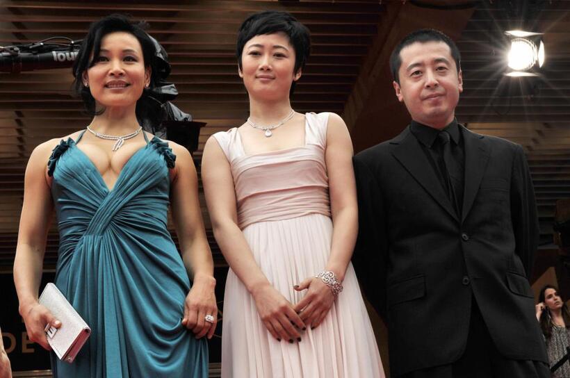 Joan Chen, Zhao Tao and Jia Zhang Ke at the screening of "24 City" during the 61st Cannes International Film Festival.