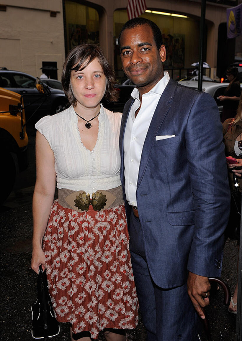 Kate W. and Daniel Breaker at the Off-Broadway Opening Night of "All New People" in New York.