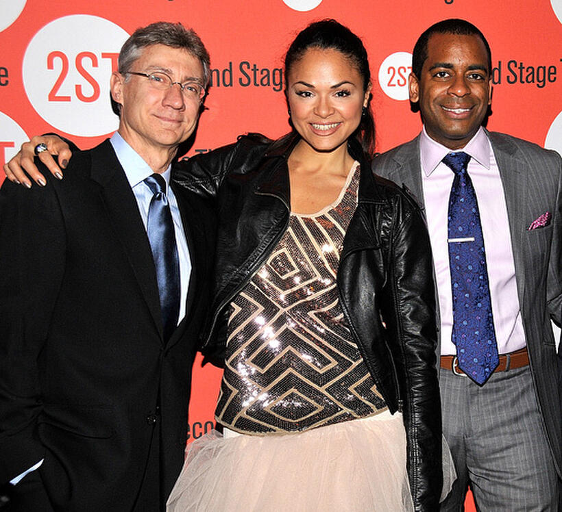 David Garrison, Karen Olivo and Daniel Breaker at the after party of the Off-Broadway Opening Night of "By The Way, Meet Vera Stark" in New York.